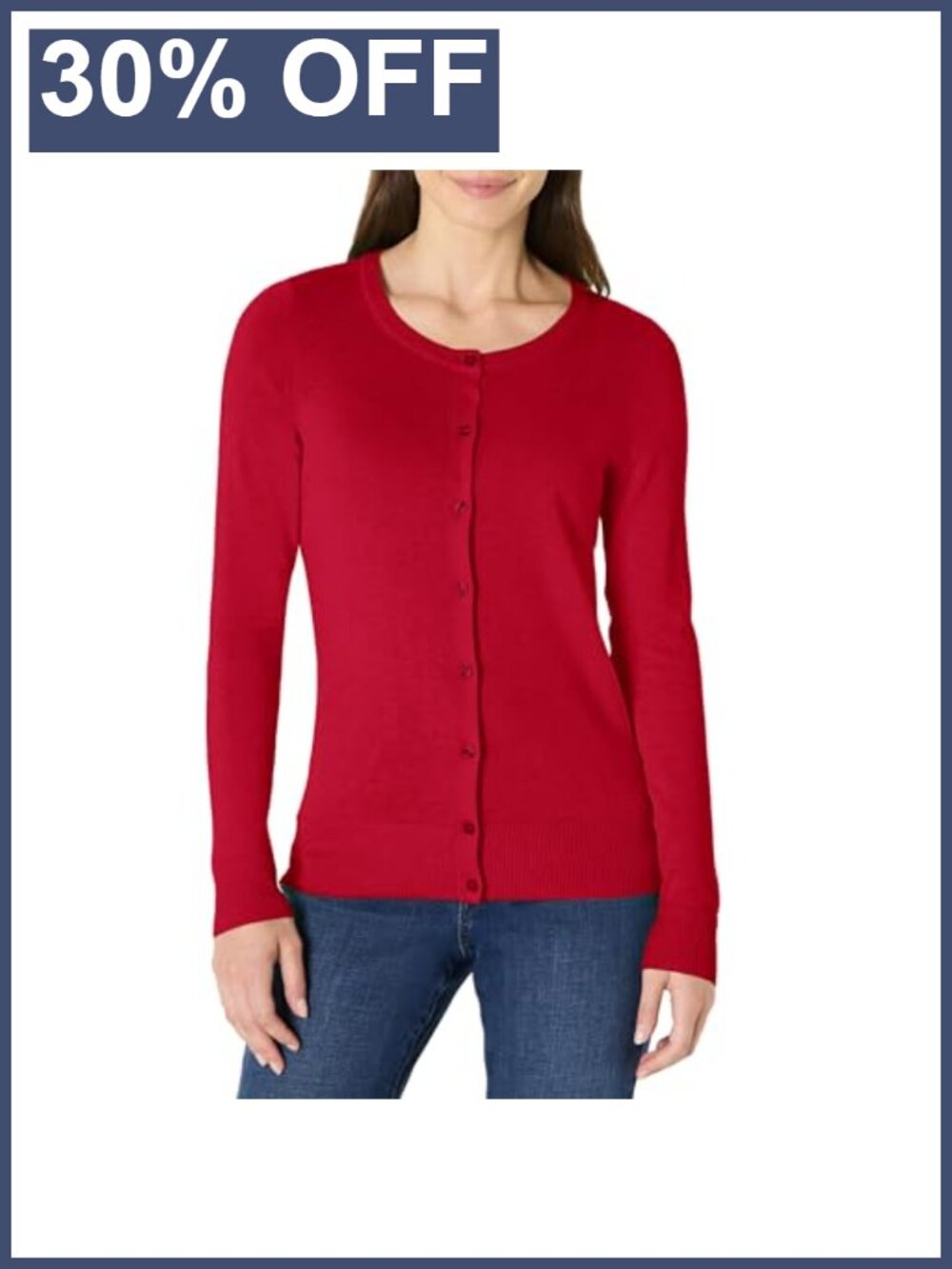Women's Lightweight Crewneck Button Front Cardigan Sweater Regular Fit
